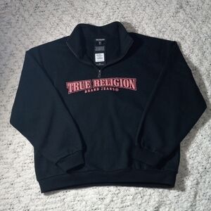 Mens True Religion Brand Jeans Logo Black Sweater Pullover Size M.  NWT
